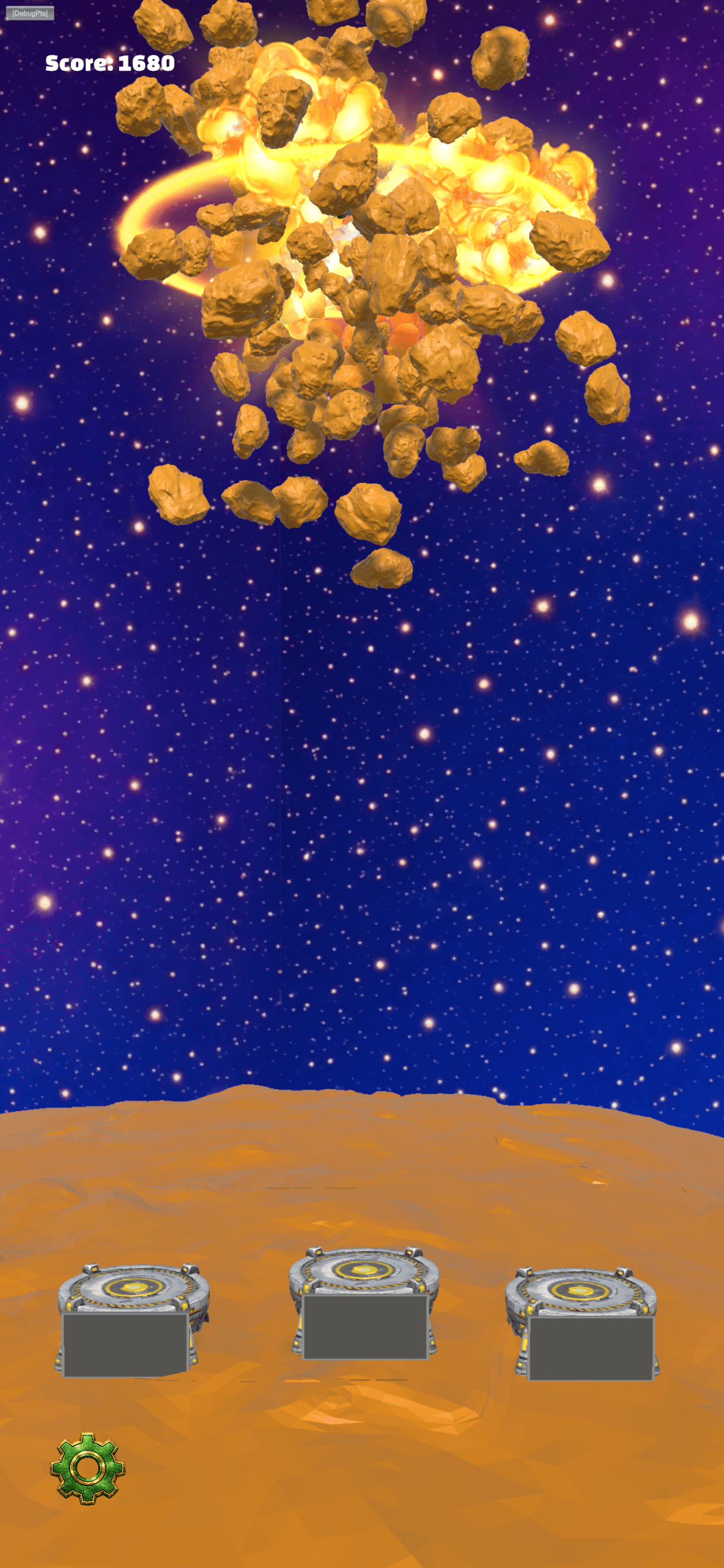 Rocket launch explosion animation during gameplay