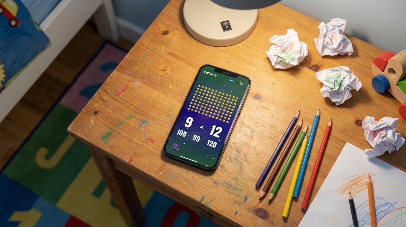 Children using multiplication educational apps