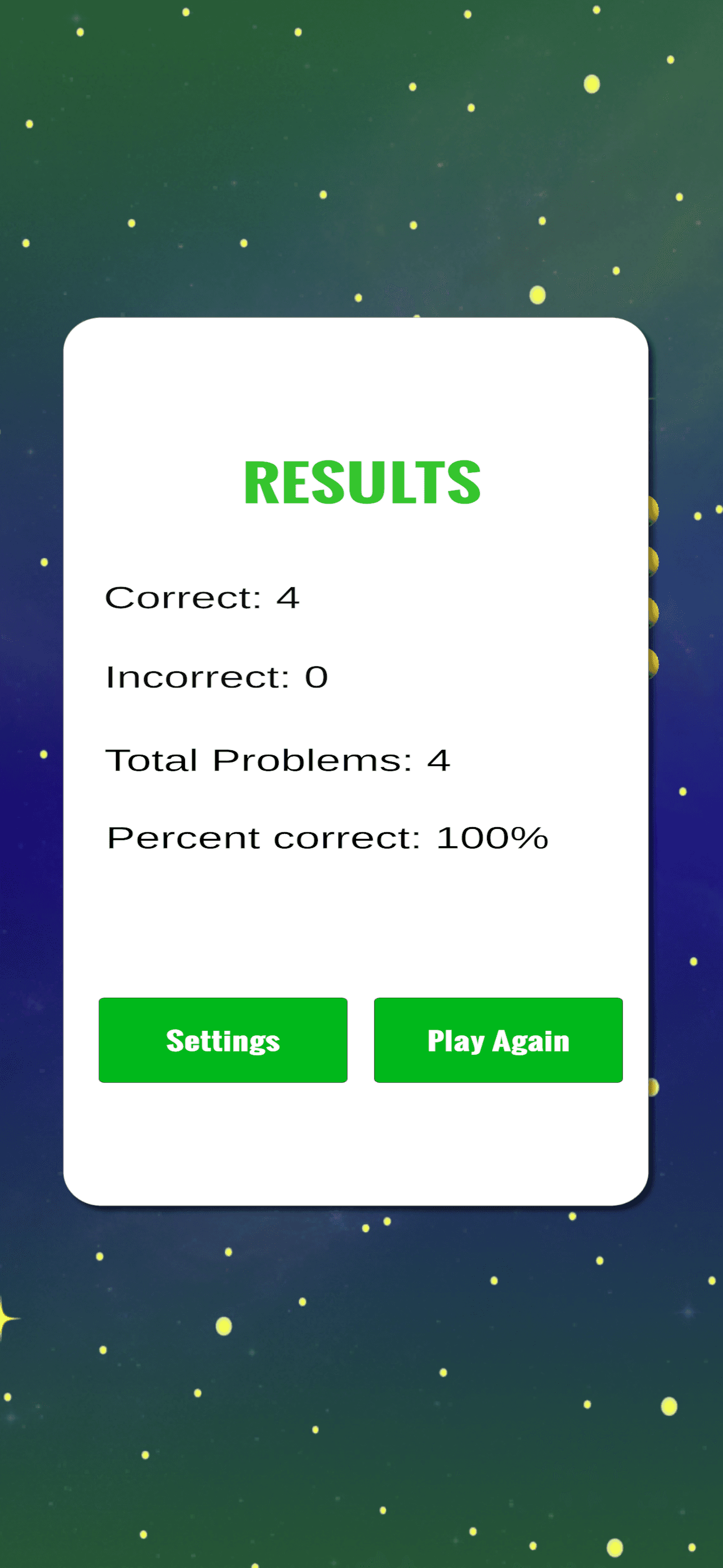 Instant feedback shown after answering in Time to Multiply