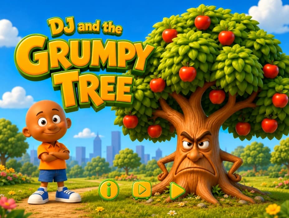 DJ and the Grumpy Tree start screen