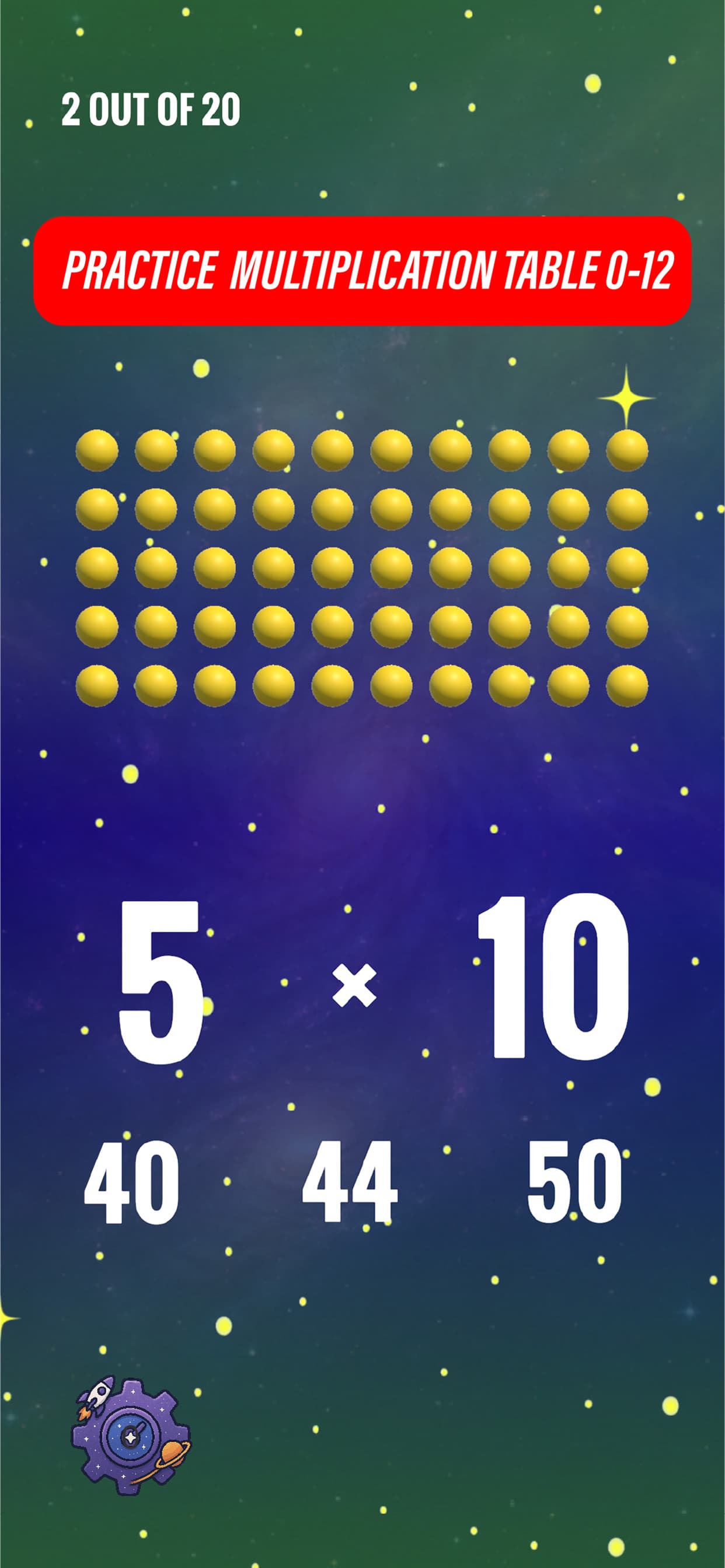 Multiplication grid view in Time to Multiply