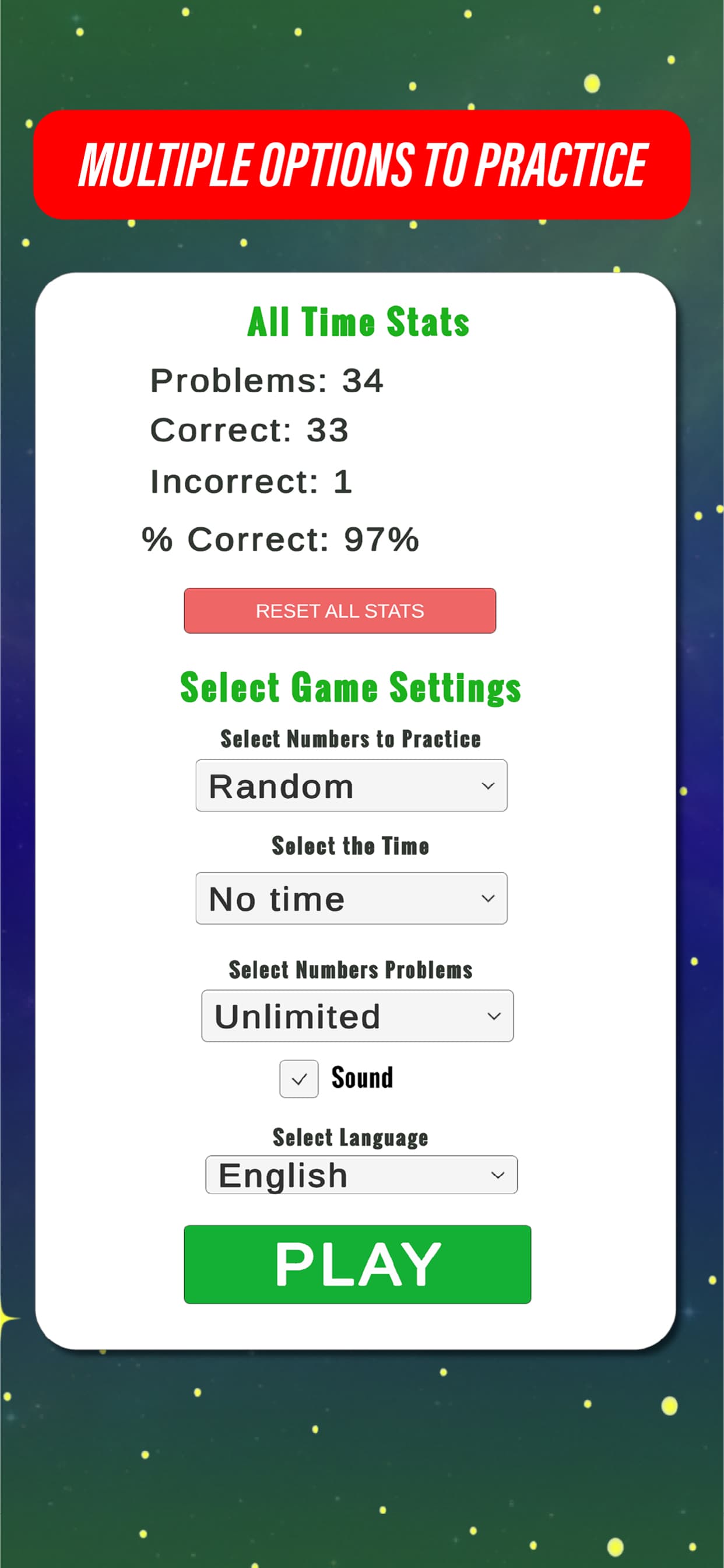 Timed challenge mode in Time to Multiply